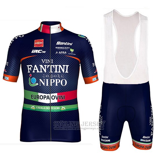 2018 Cycling Jersey Nippo Vini Fantini Europe Ovini Dark Blue Short Sleeve and Bib Short